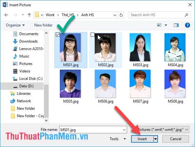 How to insert pictures into Word, Excel and align images Picture 2