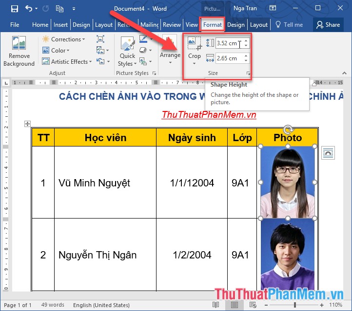 How to insert pictures into Word, Excel and align images Picture 6