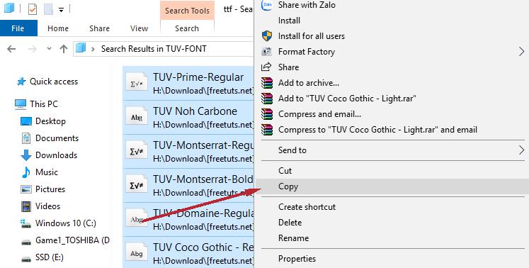 How to install fonts on Windows (Win7 - Win8 - Win10) Picture 4