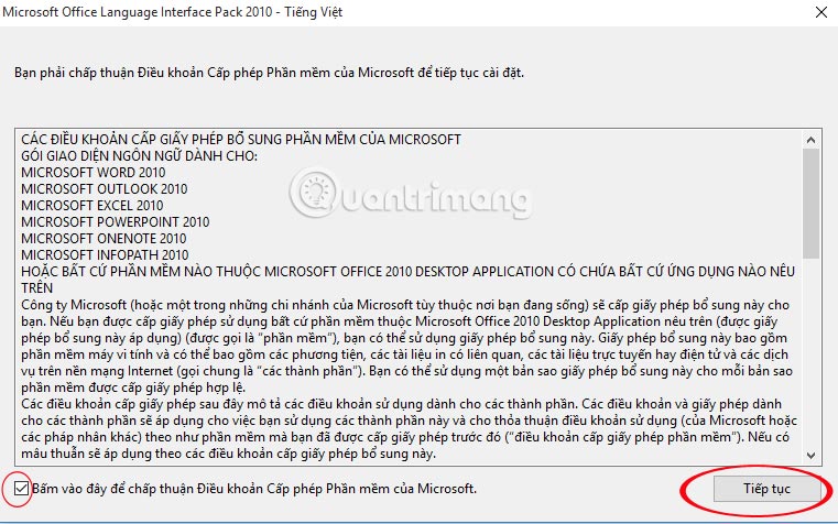 How to install Vietnamese interface for Microsoft Office 2010 Picture 3