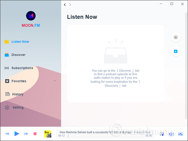 How to listen to the radio on Windows 10 with Moon FM Picture 2