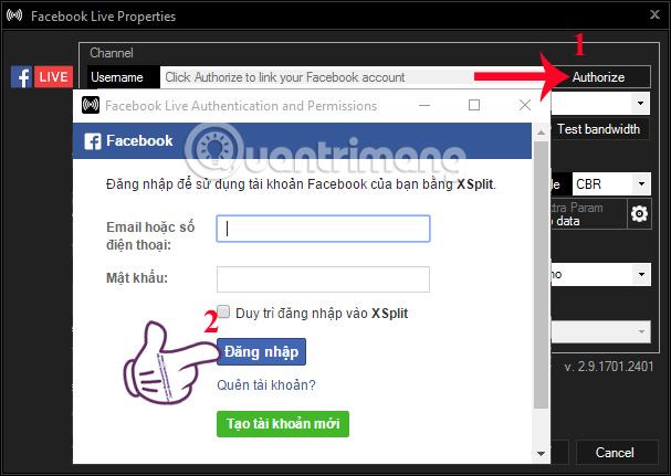 How to live stream Facebook using the software XSplit Broadcaster Picture 15