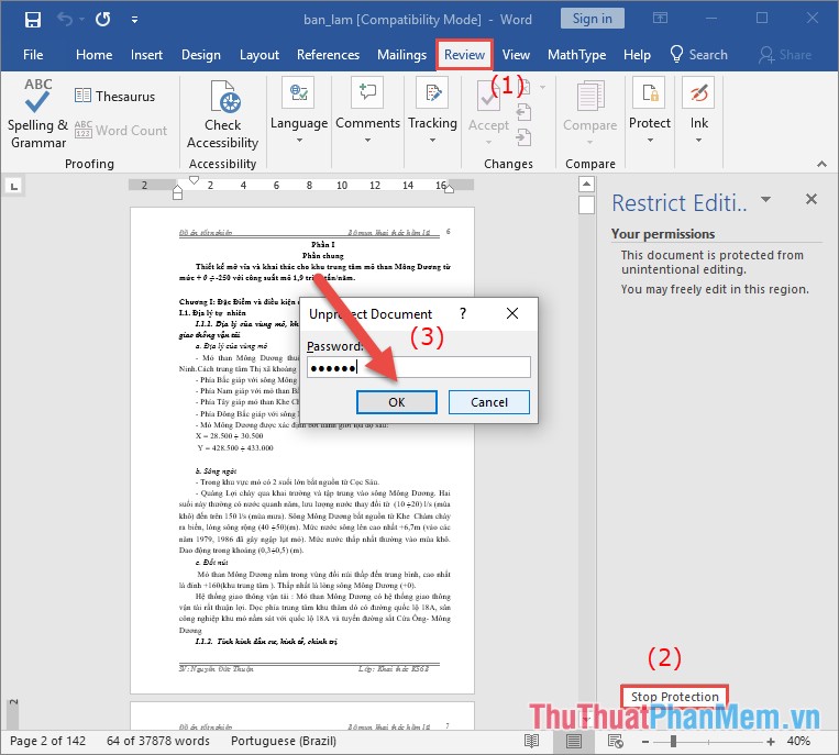 How to lock a data area in Word Picture 10