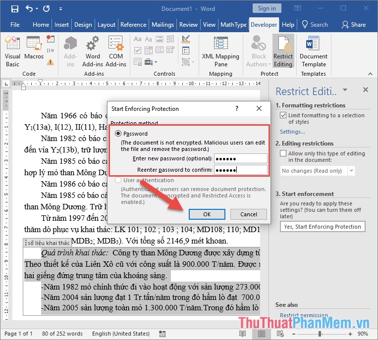 How to lock a data area in Word Picture 17