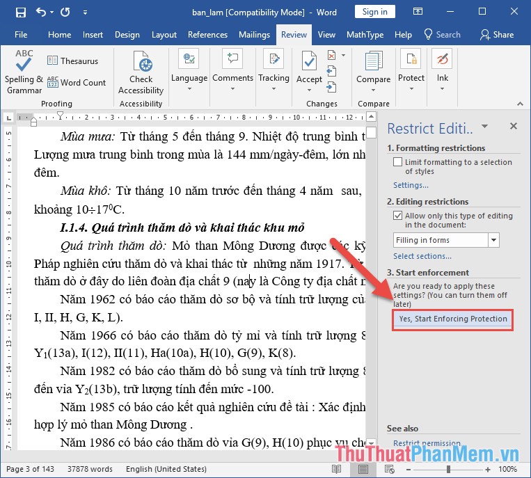 How to lock a data area in Word Picture 7