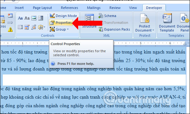 How to lock a data area on Word Picture 14