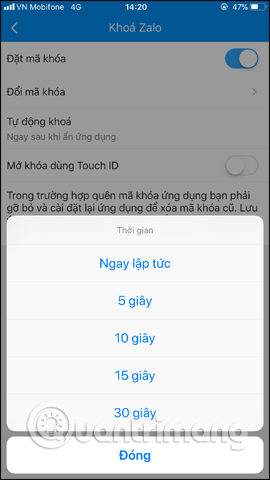 How to lock Zalo, set a password for Zalo to secure the message Picture 10