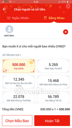 How to lucky money for relatives and friends through Zalo Pay application Picture 10