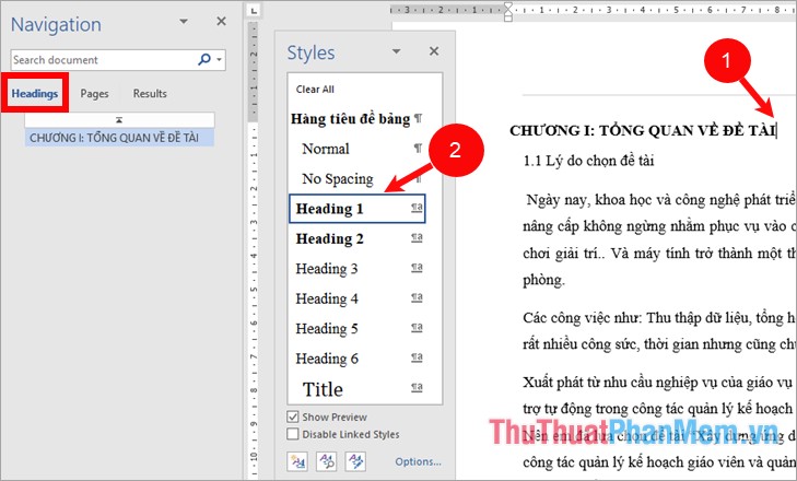 How to make a table of contents in Word 2016 - TipsMake.com