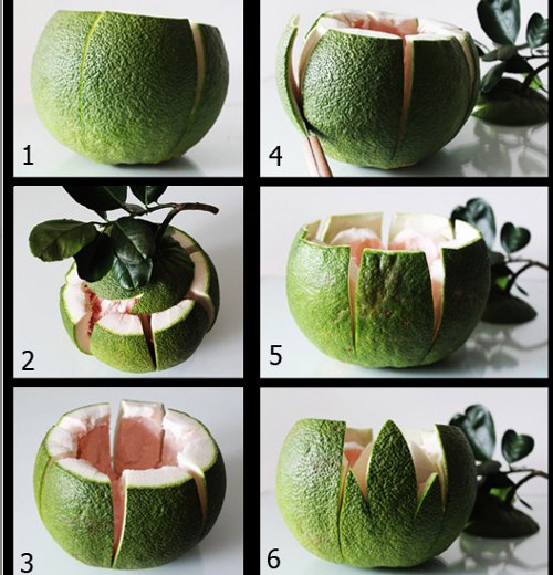 How to make lanterns from simple pomelos to welcome Mid-Autumn Festival Picture 3