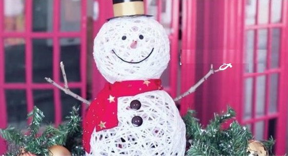 How to make lovely snowmen from balloons and wool to decorate Christmas Picture 2