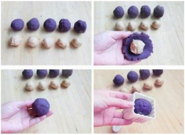 How to make moon cakes of purple sweet potatoes for people who are afraid of fat Picture 6