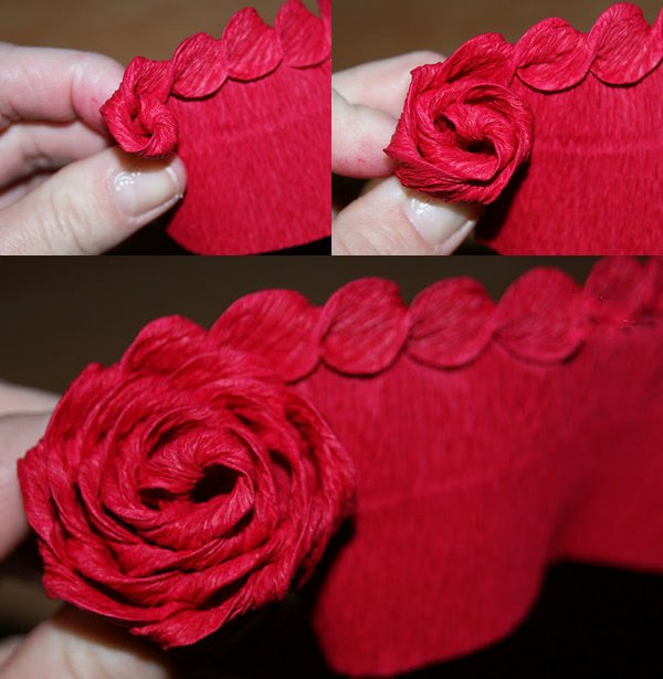 How to make roses from shrugged paper for girlfriends on International Women's Day 8/3 Picture 4