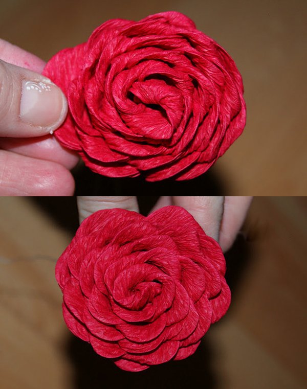 How to make roses from shrugged paper for girlfriends on International Women's Day 8/3 Picture 6