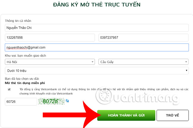 How to make Vietcombank Online card Picture 1