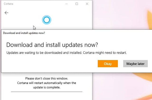 java update windows 10 cortana