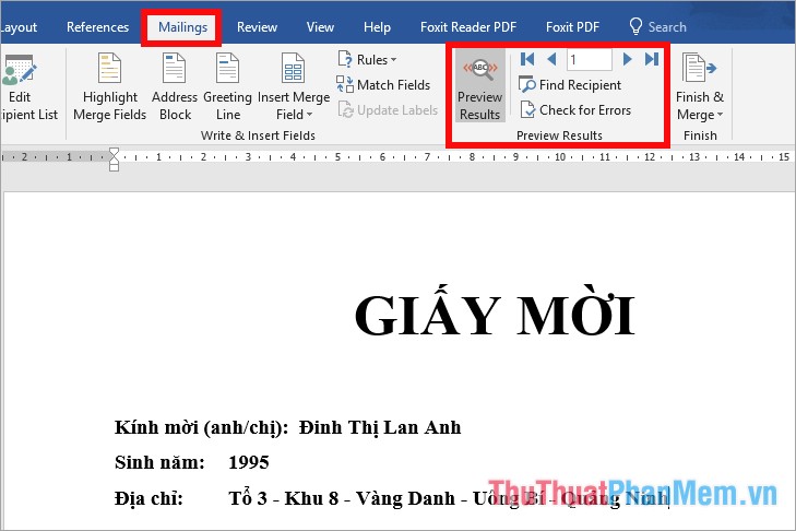How to merge letters and documents (Mail Merge) in Word 2016 Picture 14