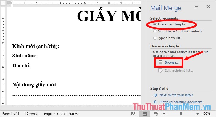 How to merge letters and documents (Mail Merge) in Word 2016 Picture 6