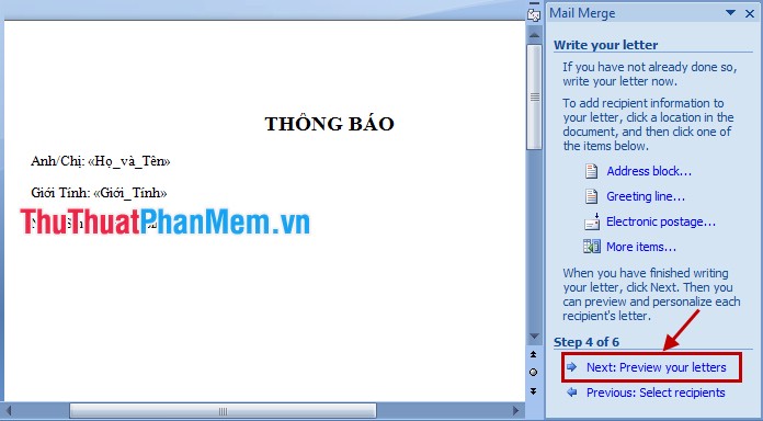 How to merge mail (Mail Merge) in Word Picture 12