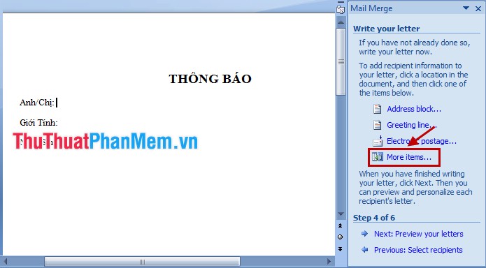 How to merge mail (Mail Merge) in Word Picture 9