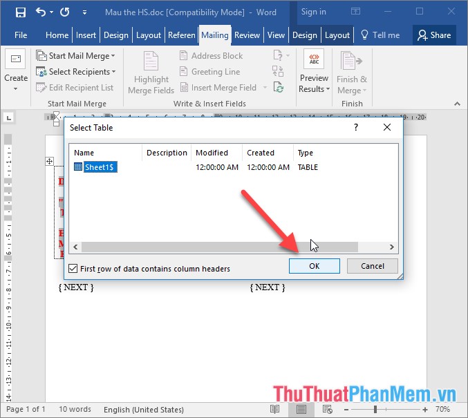 How to merge messages that contain images in Word 2016 Picture 20