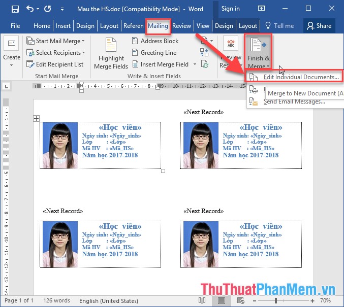 How to merge messages that contain images in Word 2016 Picture 25