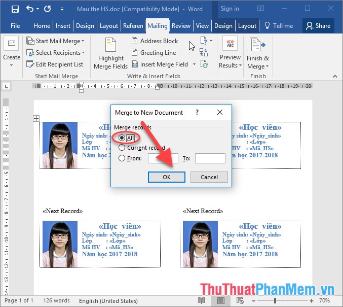 How to merge messages that contain images in Word 2016 Picture 26