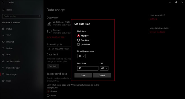 How to monitor and save Internet capacity on Windows 10 April 2018 Update Picture 2