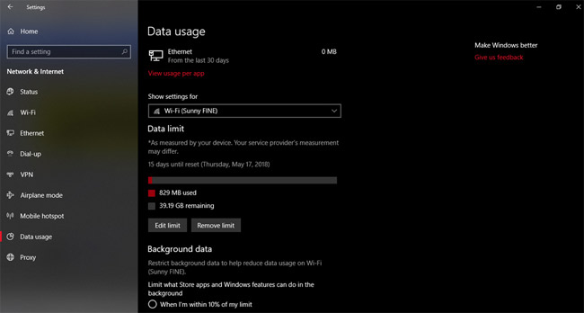 How to monitor and save Internet capacity on Windows 10 April 2018 Update Picture 3