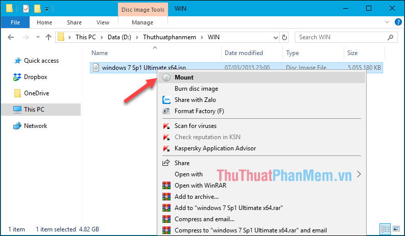 How to mount the iso file into a virtual drive on Windows 10 without installing any software Picture 1