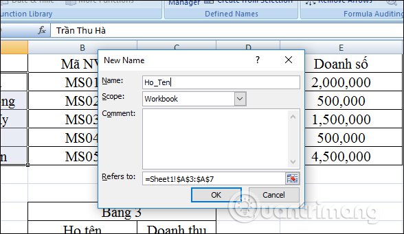 How To Name A Cell Or Excel Data Area