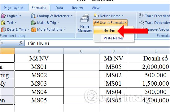 How to name a cell or Excel data area Picture 3