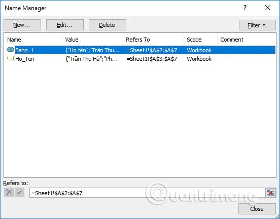 How to name a cell or Excel data area Picture 8