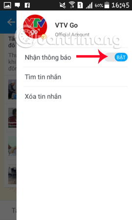 How to not receive messages from the Official Account on Zalo Picture 5