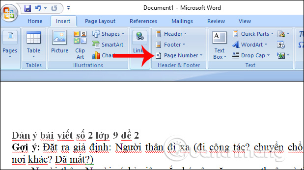 How to number pages in Word 2007 Picture 1