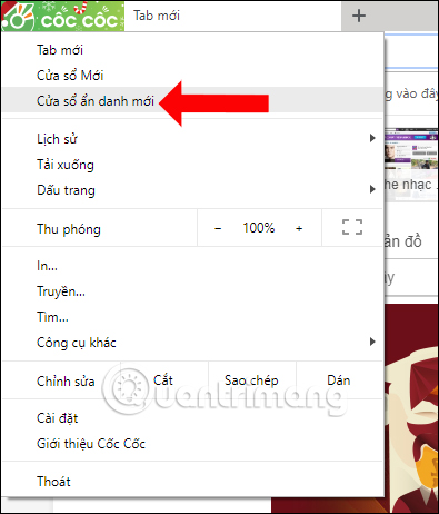 How to open an anonymous tab on Chrome, Coc Coc, Firefox, ... Picture 2