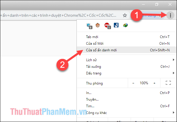 How to open incognito tabs on Chrome, Coc Coc, Edge, Firefox browsers Picture 2