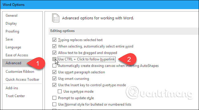 How to open links in Word, Outlook does not need the Ctrl key Picture 4