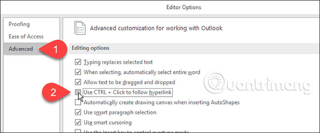 How to open links in Word, Outlook does not need the Ctrl key Picture 7