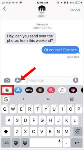 How to open photo albums in the messaging application on iPhone Picture 1