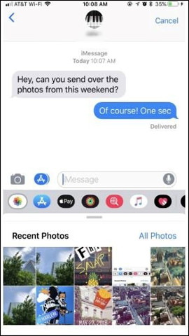 How to open photo albums in the messaging application on iPhone Picture 2