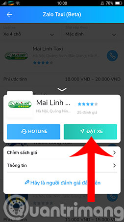 How to order a taxi by Zalo on the phone Picture 11