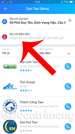 How to order a taxi by Zalo on the phone Picture 3