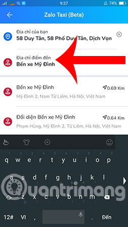 How to order a taxi by Zalo on the phone Picture 4