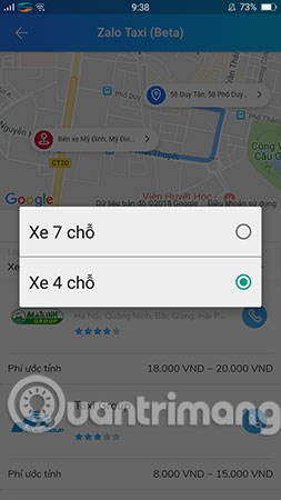 How to order a taxi by Zalo on the phone Picture 6