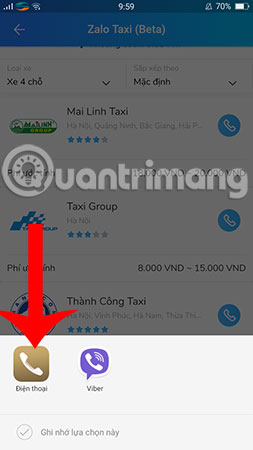 How to order a taxi by Zalo on the phone Picture 9