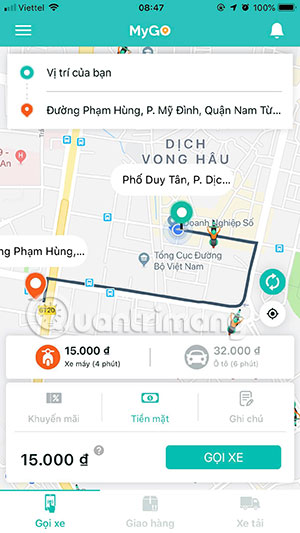 How to order MyGo car, call car on MyGo app Picture 5