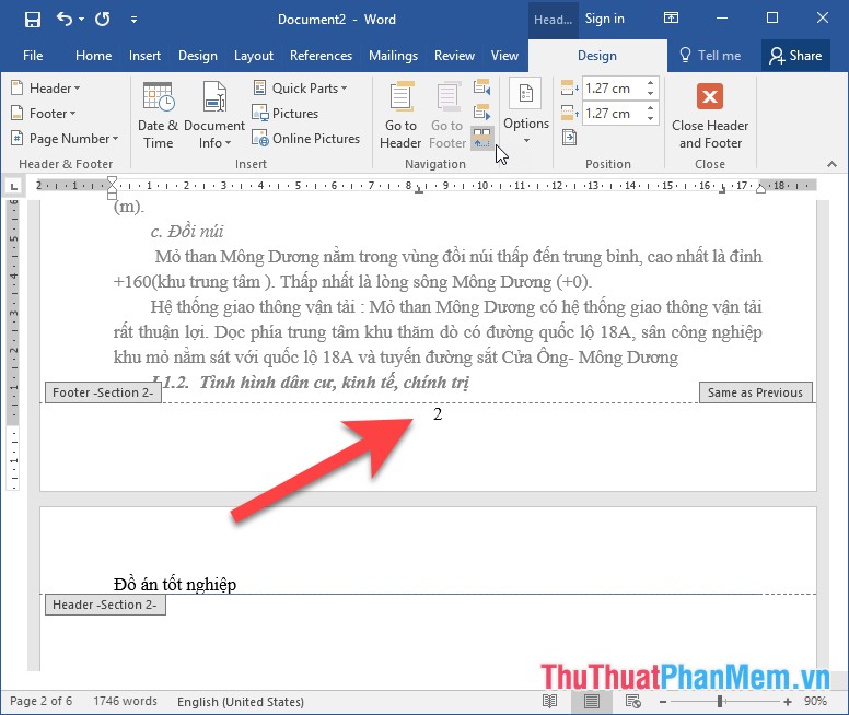 How to paginate pages from any page in Word 2016 - TipsMake.com