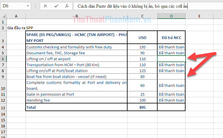 How to paste data into non-hidden cells, ignoring hidden cells Picture 1