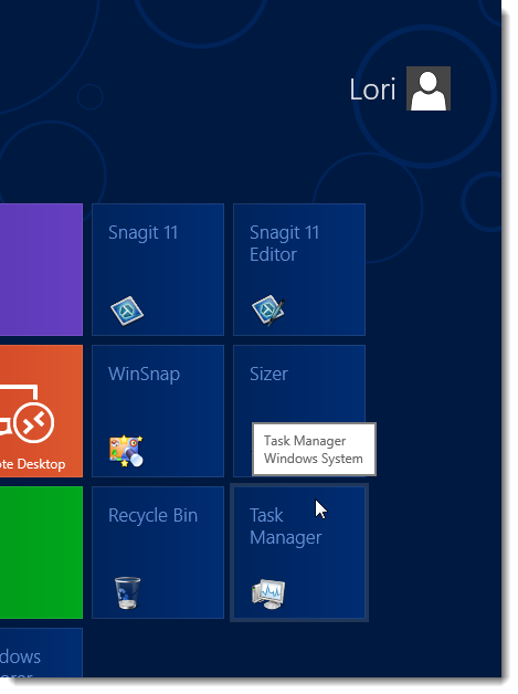 How to pin a Task Manager onto the Taskbar and Start Windows 8 screen Picture 8